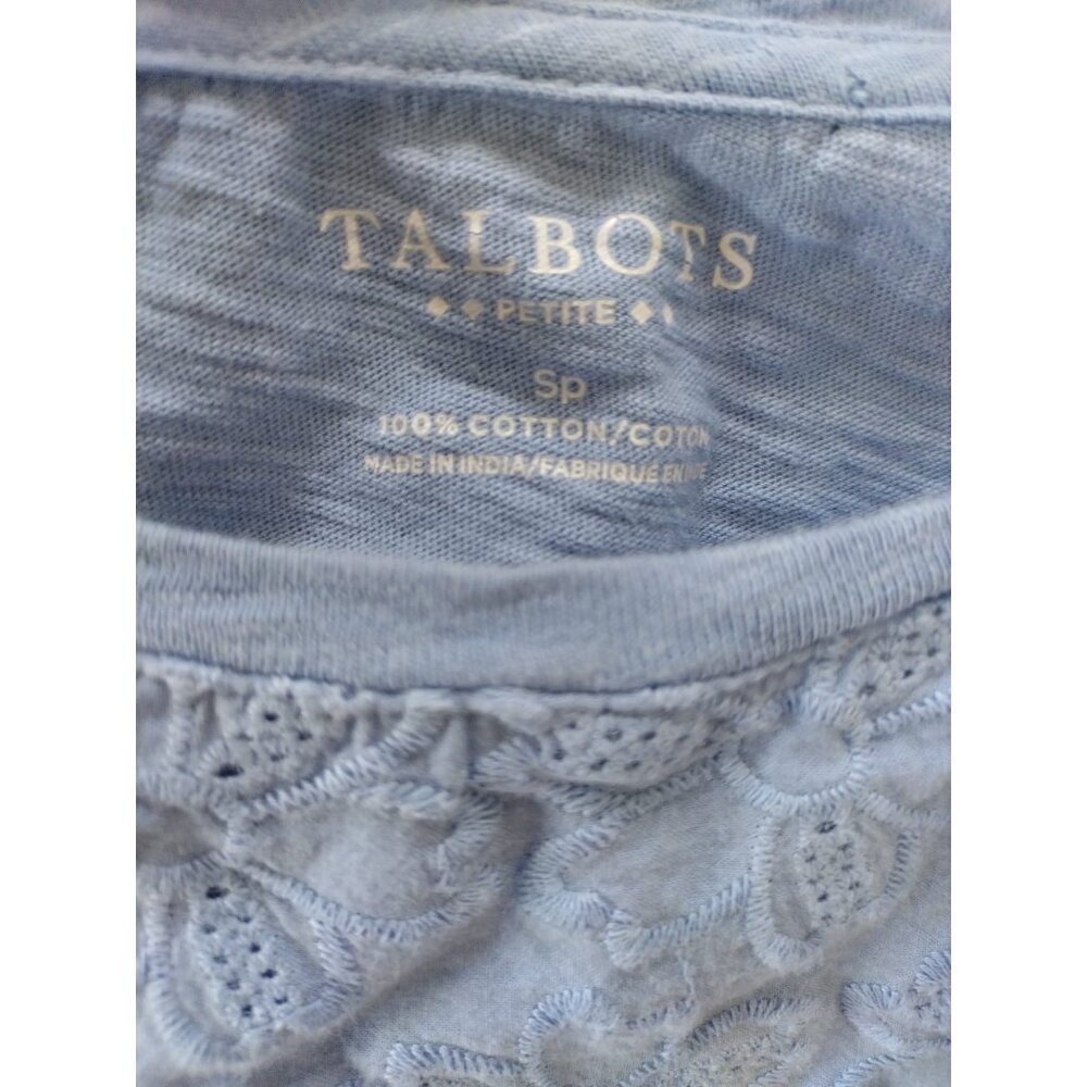Talbots Petite Women's Short Sleeve Lace Yoke Top, Size Sp Usado. - Picture 2 of 6